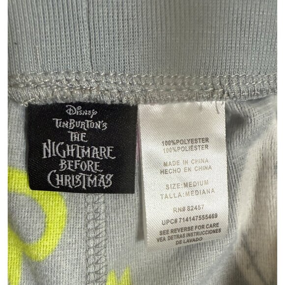 Disney Tim Burtons The Nightmare Before Christmas Gray Lounge Pants M Halloween - Picture 3 of 8